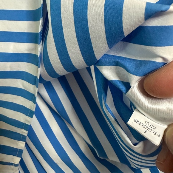 AYR The Capeside Athens Blue Striped Puff Sleeve Popover Blouse Size S - Picture 4 of 11